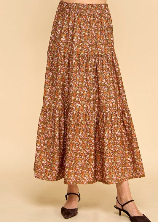 Tiered Elastic Waist Midi Skirts - 2 Colors! - The Nines