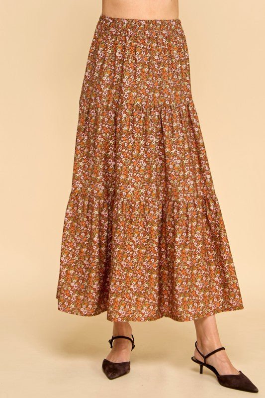 Tiered Elastic Waist Midi Skirts - 2 Colors! - The Nines