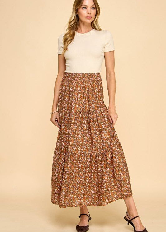 Tiered Elastic Waist Midi Skirts - 2 Colors! - The Nines