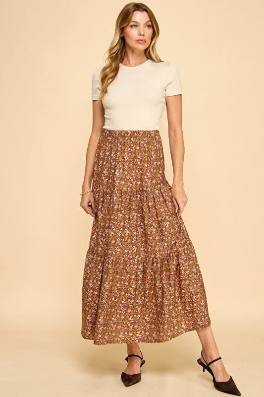 Tiered Elastic Waist Midi Skirts - 2 Colors! - The Nines