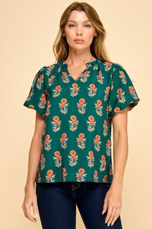 Everly Floral Puff Sleeve Top - 2 Colors! - The Nines