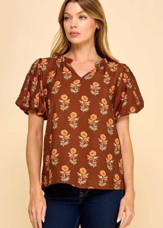 Everly Floral Puff Sleeve Top - 2 Colors! - The Nines