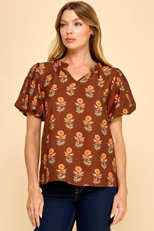 Everly Floral Puff Sleeve Top - 2 Colors! - The Nines