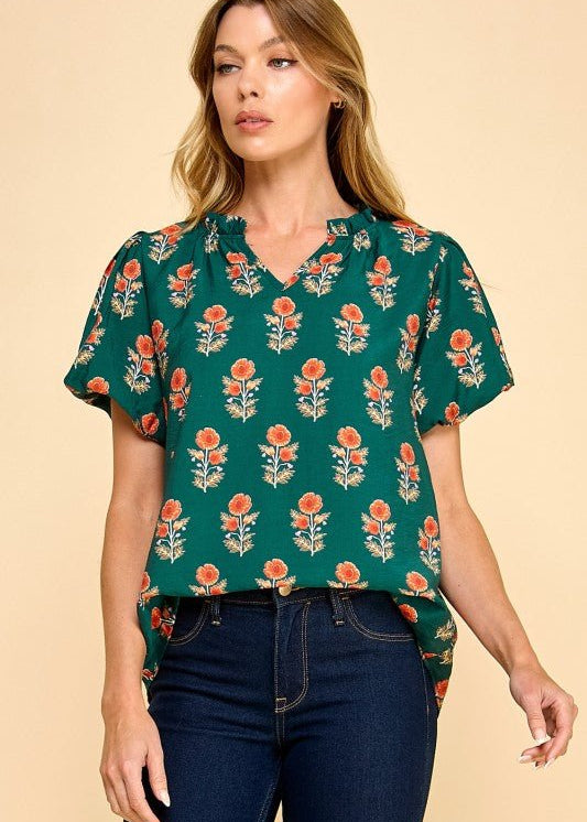 Everly Floral Puff Sleeve Top - 2 Colors! - The Nines