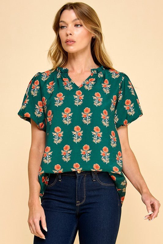 Everly Floral Puff Sleeve Top - 2 Colors! - The Nines