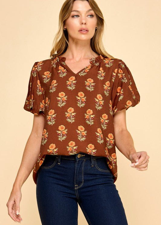 Everly Floral Puff Sleeve Top - 2 Colors! - The Nines
