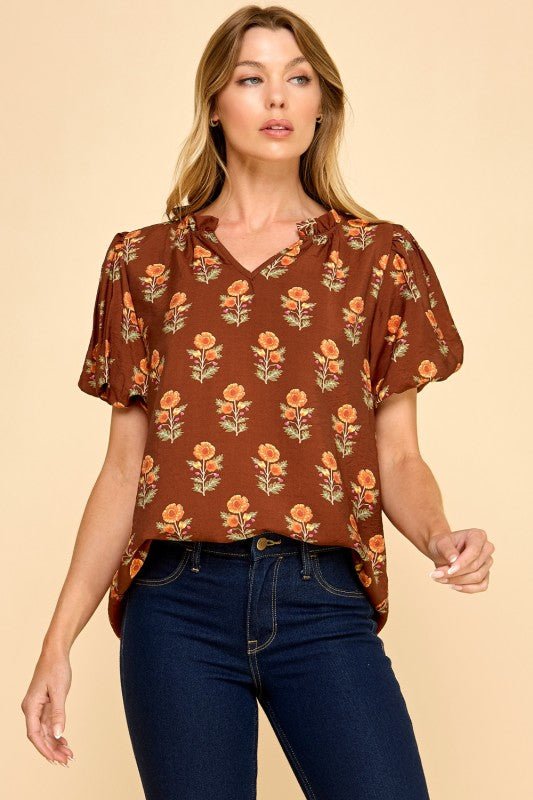 Everly Floral Puff Sleeve Top - 2 Colors! - The Nines