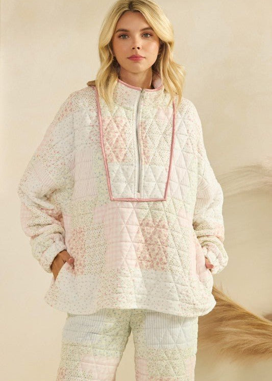 Floral Quilted Quarter Zip - 2 colors! - The Nines