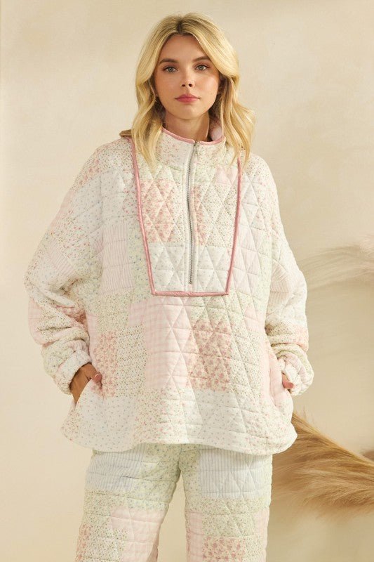 Floral Quilted Quarter Zip - 2 colors! - The Nines