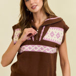 Fair Isle Zip Sweater Vest - 2 colors! - The Nines