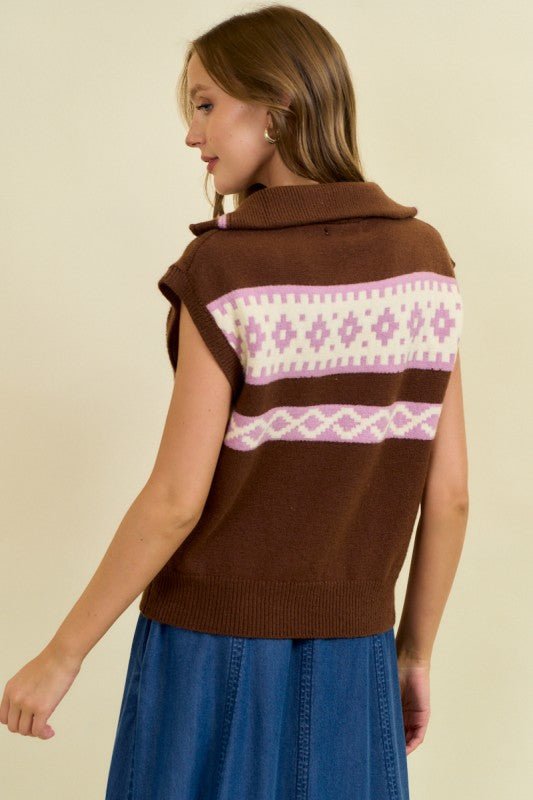 Fair Isle Zip Sweater Vest - 2 colors! - The Nines