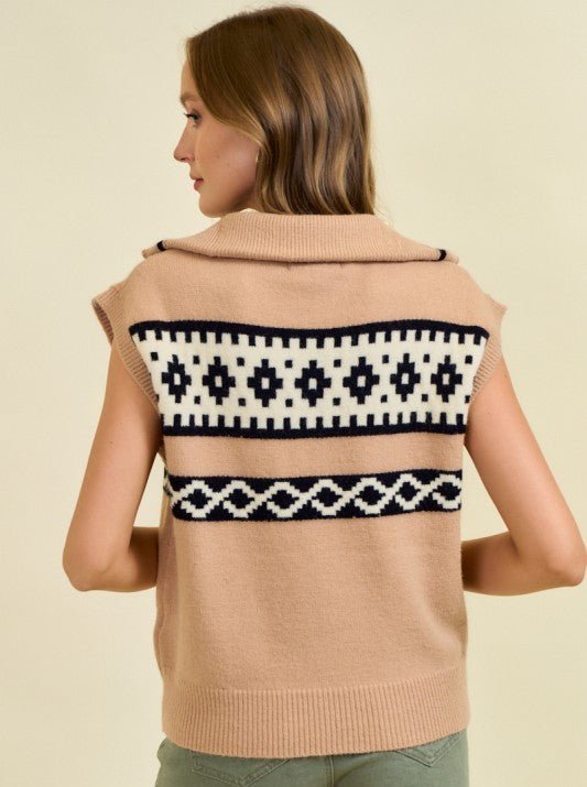 Fair Isle Zip Sweater Vest - 2 colors! - The Nines