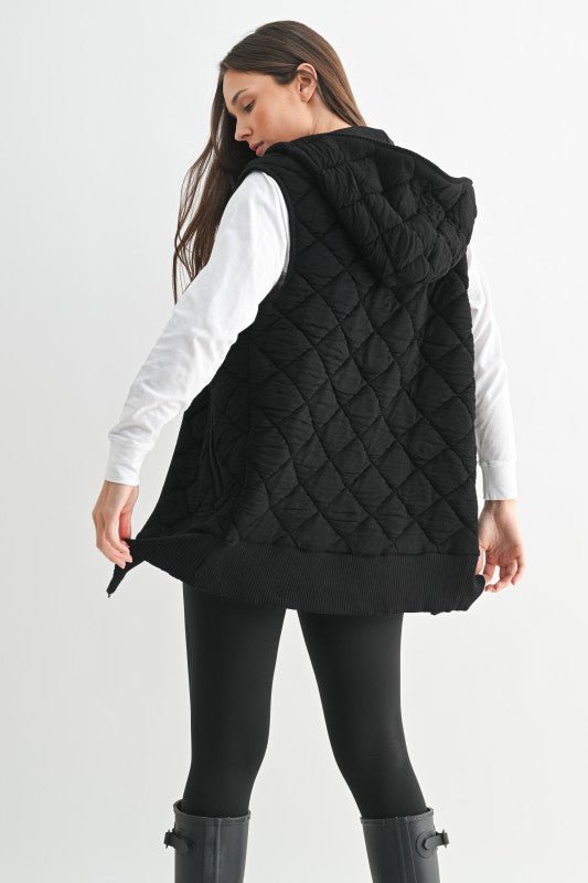 Mono B Quilted Hooded Zip Vest - The Nines