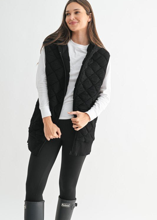 Mono B Quilted Hooded Zip Vest - The Nines