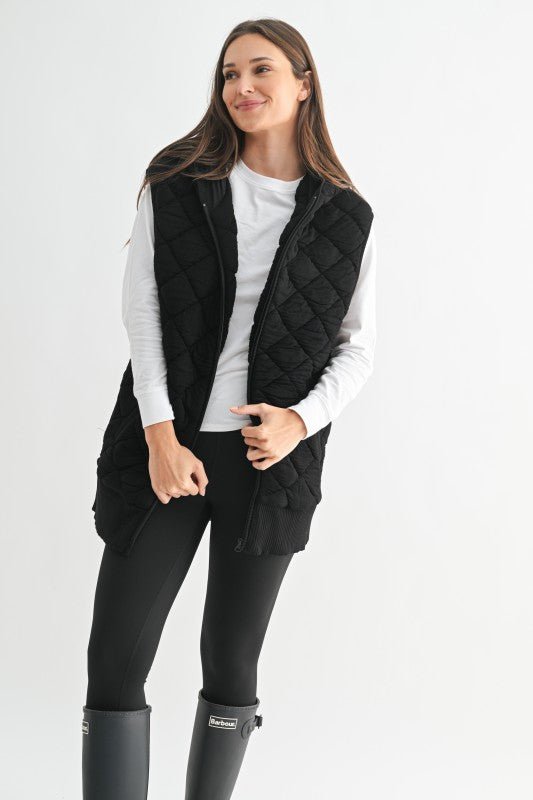 Mono B Quilted Hooded Zip Vest - The Nines