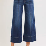 Risen Mid Rise Crop Pintuck Wide Leg Jean - The Nines