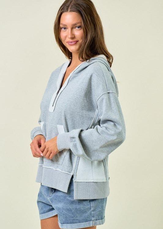 Reverse Fabric Half Zip Sweatshirts - 2 Colors! - The Nines