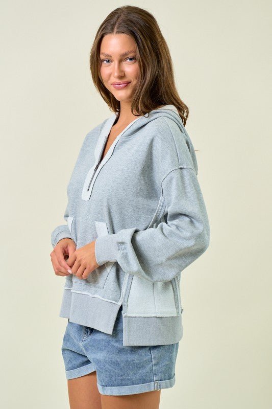 Reverse Fabric Half Zip Sweatshirts - 2 Colors! - The Nines