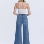 Vervet Elastic Waist Band Comfort Stretch Wide Leg Jean - The Nines