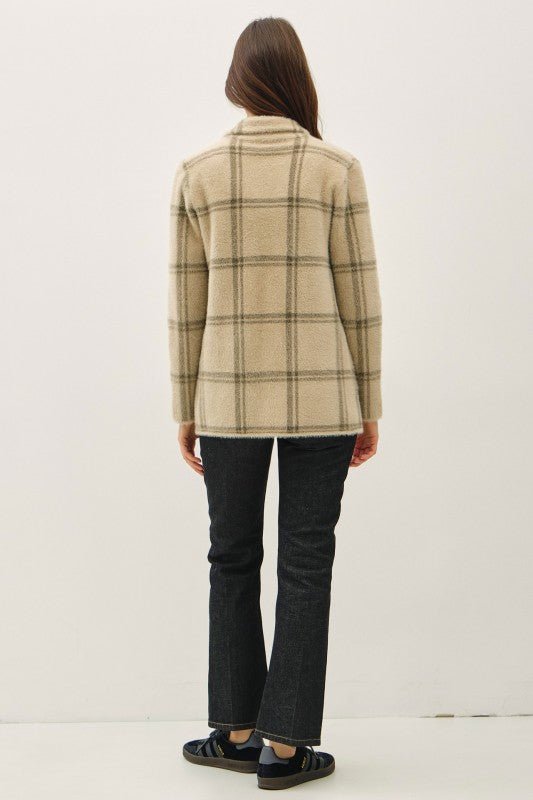 Khaki & Green Plaid Cardigan Jacket - The Nines
