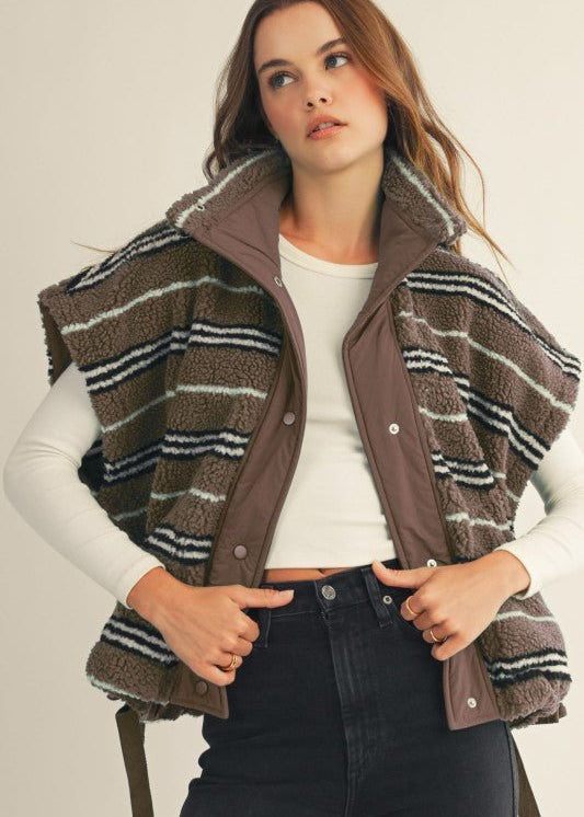 Mocha striped vest - The Nines