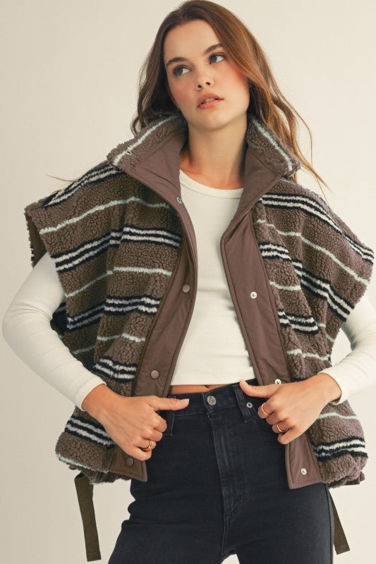Mocha striped vest - The Nines