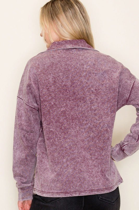 Burgundy Mineral Wash Pullover - The Nines