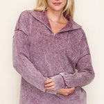 Burgundy Mineral Wash Pullover - The Nines