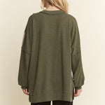 Olive Floral Ribbed Top - The Nines