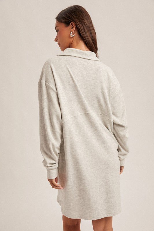 Soft Brushed Quarter Zip Sweatshirt Pocket Dress - 3 colors! - The Nines