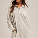 Soft Brushed Quarter Zip Sweatshirt Pocket Dress - 3 colors! - The Nines