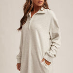 Soft Brushed Quarter Zip Sweatshirt Pocket Dress - 3 colors! - The Nines