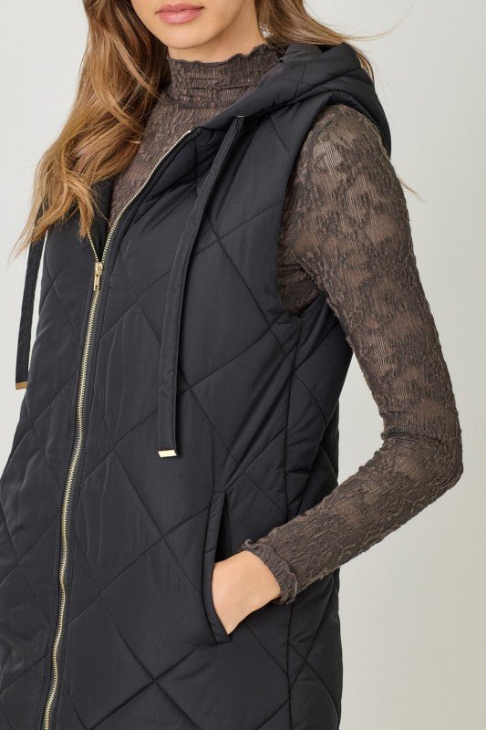 Quilted Gold Zip Puffer Vest - 3 Colors! - The Nines