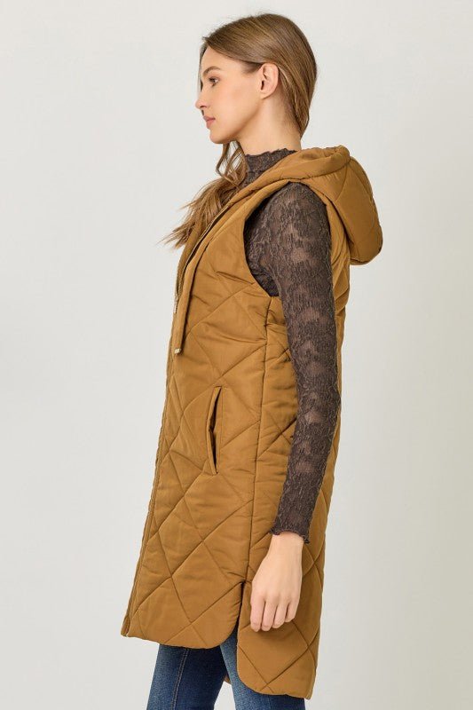 Quilted Gold Zip Puffer Vest - 3 Colors! - The Nines