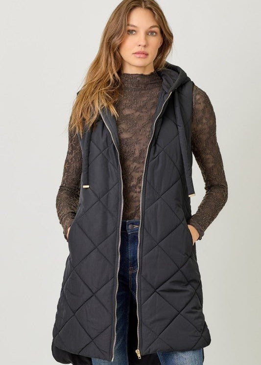 Quilted Gold Zip Puffer Vest - 3 Colors! - The Nines