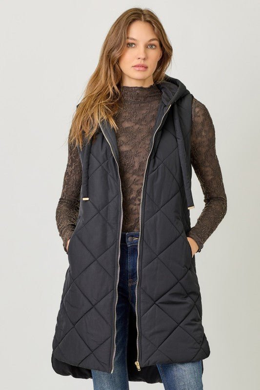 Quilted Gold Zip Puffer Vest - 3 Colors! - The Nines