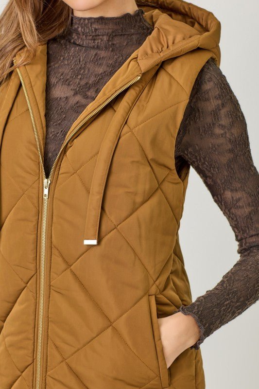 Quilted Gold Zip Puffer Vest - 3 Colors! - The Nines