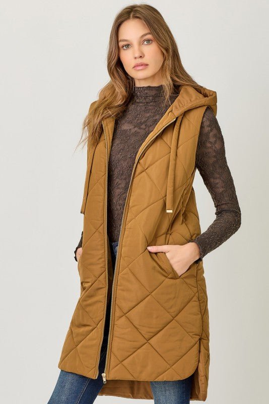 Quilted Gold Zip Puffer Vest - 3 Colors! - The Nines