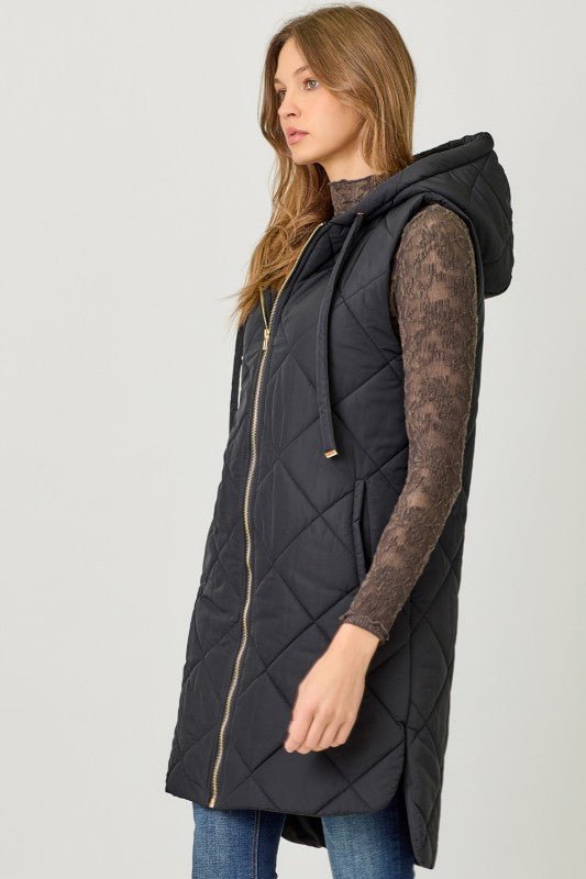 Quilted Gold Zip Puffer Vest - 3 Colors! - The Nines