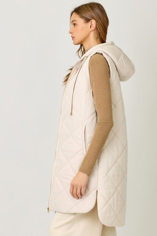 Quilted Gold Zip Puffer Vest - 3 Colors! - The Nines