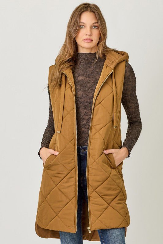 Quilted Gold Zip Puffer Vest - 3 Colors! - The Nines