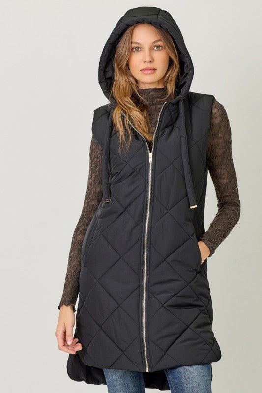 Quilted Gold Zip Puffer Vest - 3 Colors! - The Nines