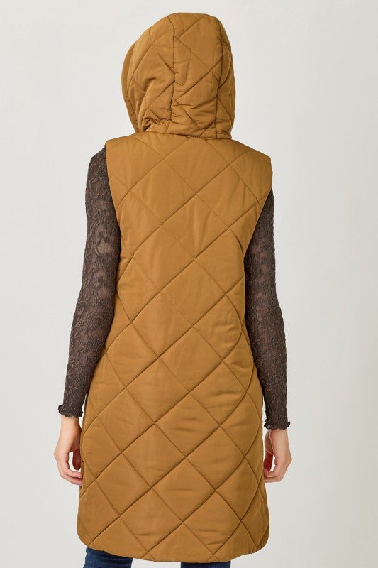 Quilted Gold Zip Puffer Vest - 3 Colors! - The Nines