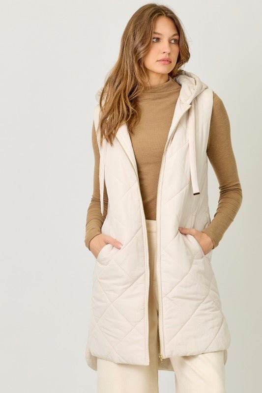 Quilted Gold Zip Puffer Vest - 3 Colors! - The Nines