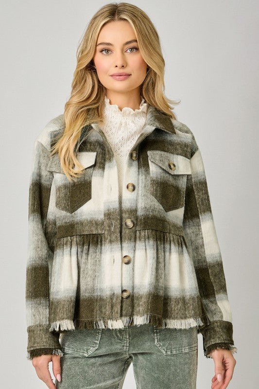 Peplum Plaid Jackets - 2 Colors! - The Nines