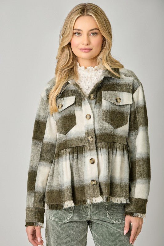 Peplum Plaid Jackets - 2 Colors! - The Nines