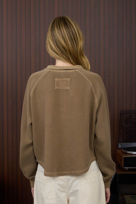 Washed Ribbed Snap Button Top - 2 Colors! - The Nines