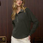 Washed Ribbed Snap Button Top - 2 Colors! - The Nines