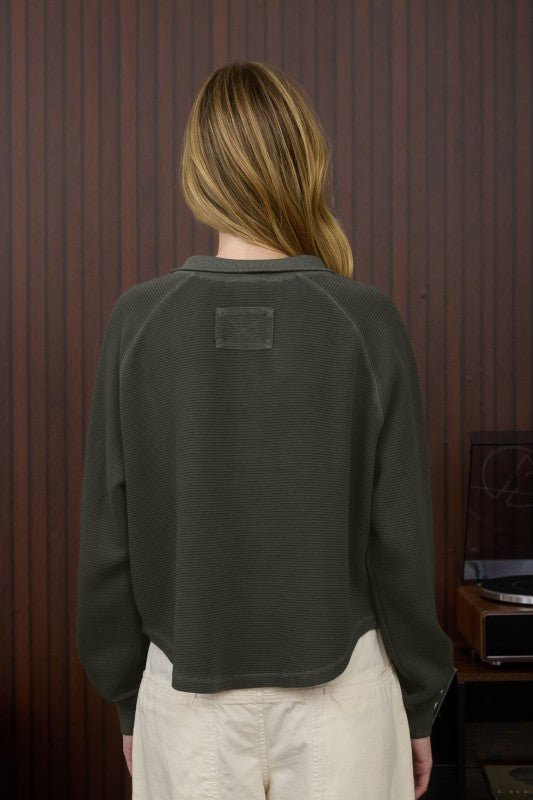 Washed Ribbed Snap Button Top - 2 Colors! - The Nines