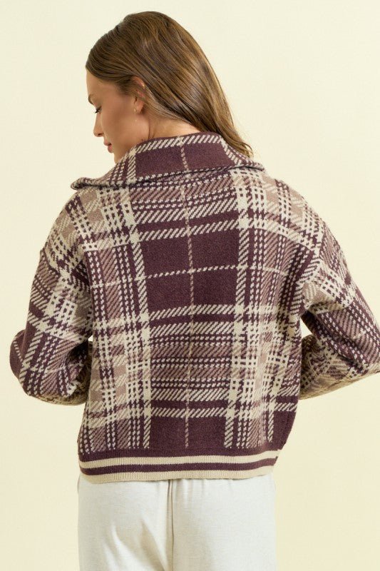 Brown Plaid Sweater Jacket - The Nines